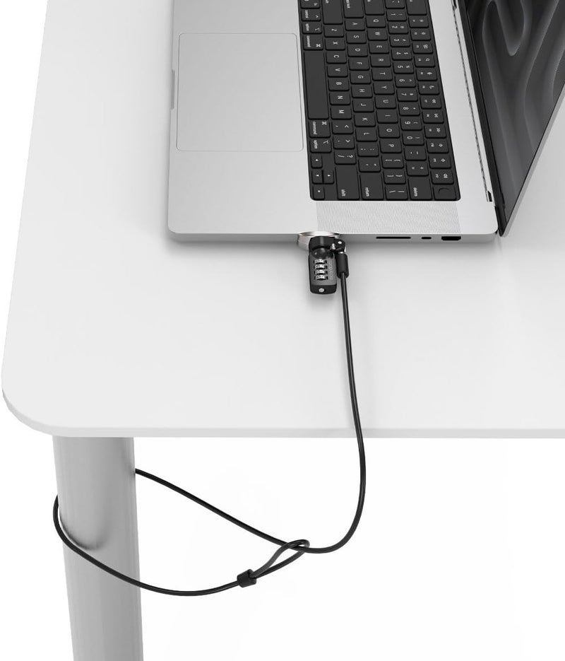 Compulocks Ledge Lock Adapter for MacBook Pro 16" M1,M2 & M3 with Combination Cable Lock Silver - Image 1